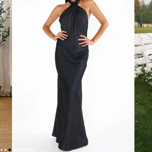 Show me your mumu black Jasmine halter maxi dress